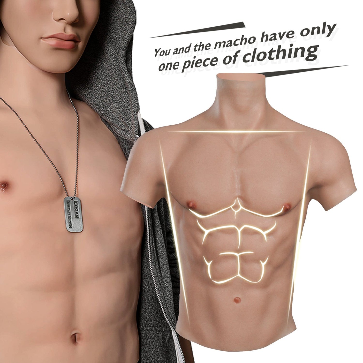Silicone Muscles Male Suit with fine Makeup for Crossdresser