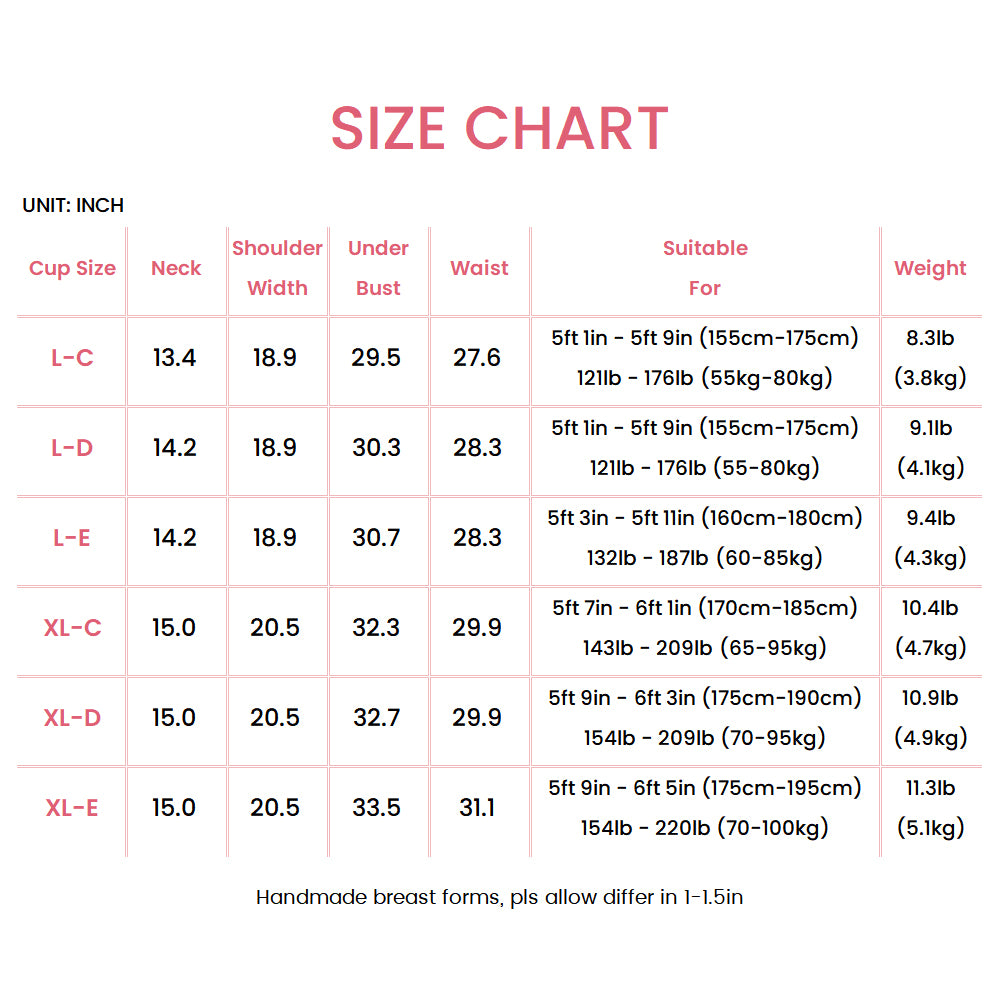 C-E Cup Long Breast Forms Airbag & Silicone Fill 8G for Crossdresser