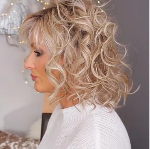 Wavy Wig with Short Bob Curly Shoulder Length