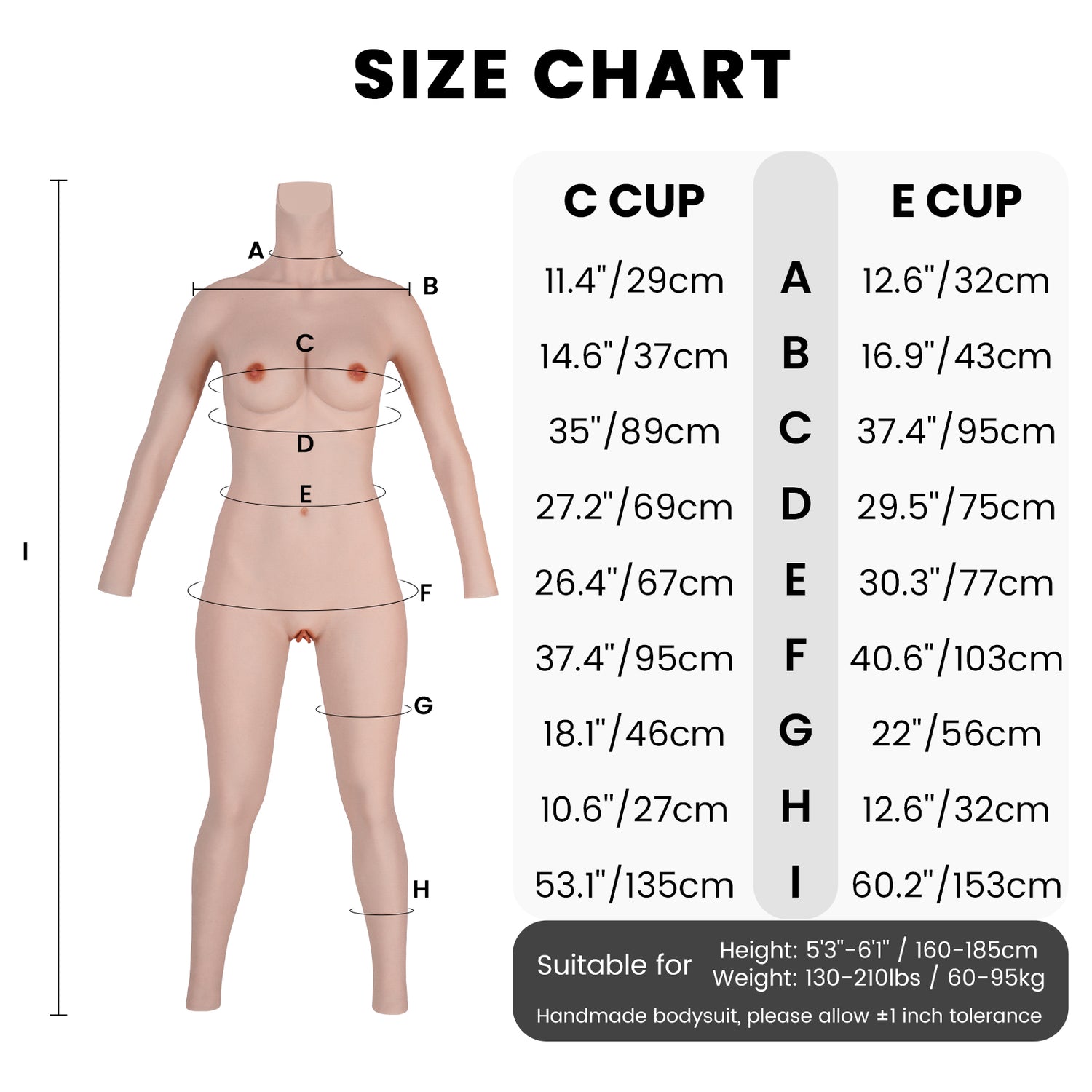 C-E Cup Silikon Bodysuit mit Kapillaren 8G